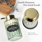 Amolliar Foaming Soap Dispenser, Green Glass Soap Dispenser, Gold 2 Pack - Image 2