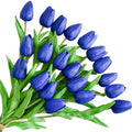 ONLY ART Artificial Royal Blue Tulips 20 Pcs – 13.5 Inch PU Faux Flowers with Bendable Stems for Home Décor, Wedding Centerpieces, DIY Floral Arrangements, New Year and Valentine's Day by ONLYART