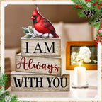 Yuntau 4 Pcs Cardinal Christmas Decor Wood Block Sign Tiered Tray Decor - Image 5