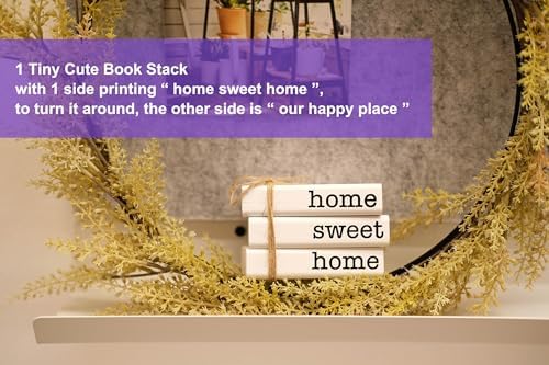 LIVDUCOT Farmhouse Mini White Decorative Books for Tiered Tray Decor - Wooden Book Stack Faux Books for Coffee Table Living Room Decoration - Small Shelf Decor Accent - Image 3