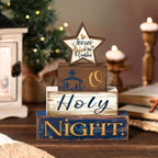 Moucuny 4 Pcs Christmas Wooden Signs Centerpieces, Holy Night Farmhouse - Image 4