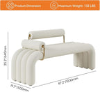 LOVEDIMA Modern White Line Tufted Bench Upholstered Entryway Bench Velvet - Image 2