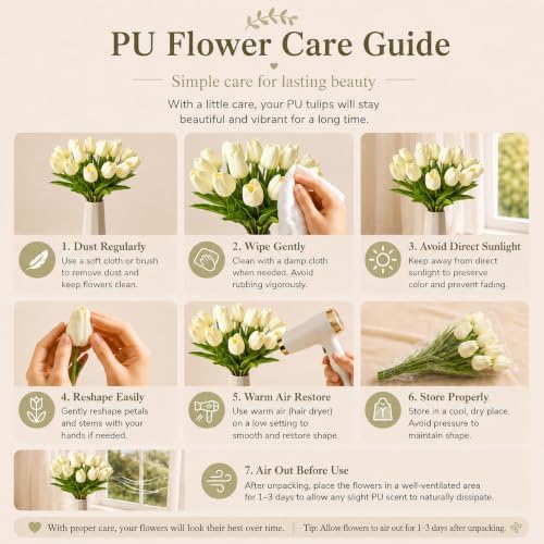 Mandy's 20pcs Artificial Cream Tulips - Image 6