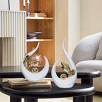 2 PCS White Gold Home Decor Accent Ceramic Statue Abstract Sculptures Centerpieces Mid Century Modern Decor for Tables Coffee Table top Decorations for Living Room Desktop Shelf Dining Room Kitchen - Image 5