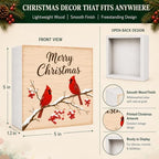 Christmas Decorations Merry Christmas Cardinal Birds Wood Box Sign - Image 4