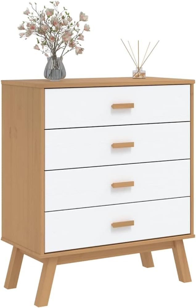 Scandinavian Drawer Cabinet in White and Brown - Image 4