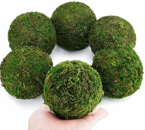 Decorative Moss Balls Set - Fake Moss Balls for Bowl Fillers, Centerpiece Decor, Home Decor, Vase Filler, Wedding Decor, Table Arrangement, Coffee Accents, DIY Crafts (Large - 3.2"-Set of 6) by Byher