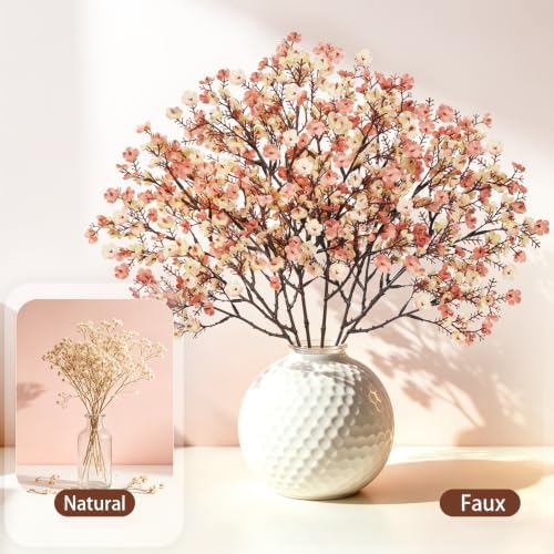 15Pcs Baby's Breath Artificial Flowers, Silk Gypsophila Stems, Beige Brown - Image 6