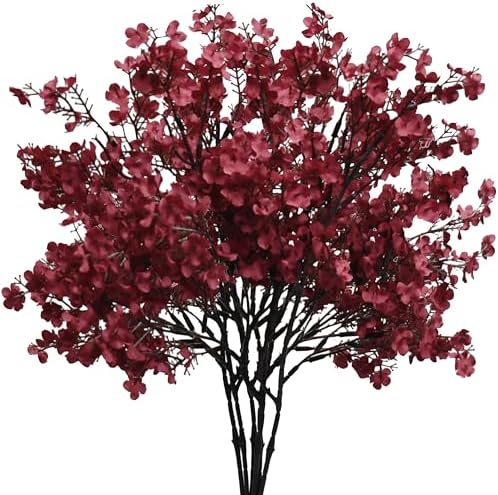 Mandy's 15 Bundles Artificial Burgundy Baby’s Breath Flowers by Mandys
