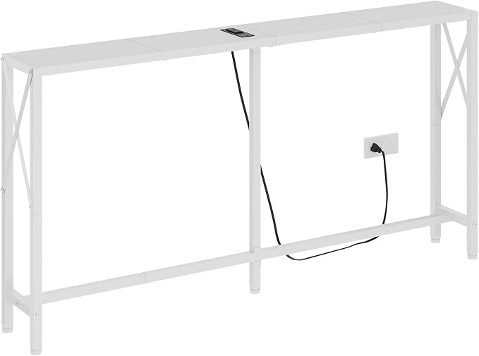 Gewudraw Console Table with Oulets and USB Ports, 55.1" Sofa Table Behind Couch - Image 8