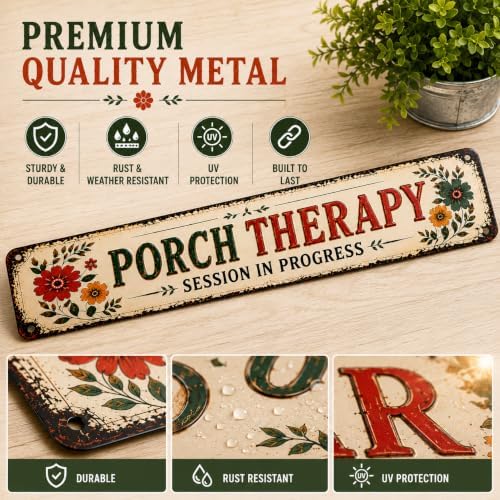Porch Therapy Session in Progress Metal Sign, 16” x 4”, Vintage Rustic Front Porch Decor, Farmhouse Outdoor Metal Wall Sign for Porch, Patio, Entryway & Porch Decorations - Image 5