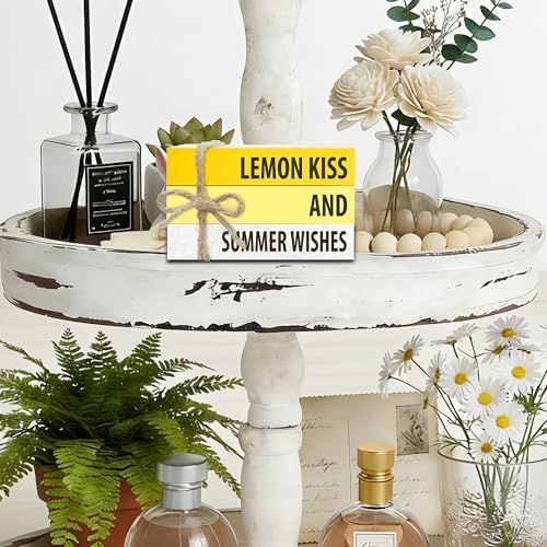 Mini Decorative Books For Home Decor, Small Summer Colourful Faux Wood Book Stack Decors, Lemon Kiss And Summer Wishes Stack Book Decor, Stack Book For Home Dinner Hall Kitchen, Three Pieces -A(35) - Image 3