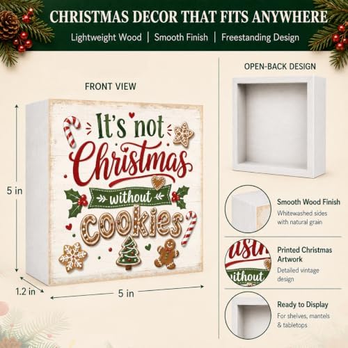 Christmas Decorations Wooden Box Sign It's Not Christmas Without Cookies - Image 4