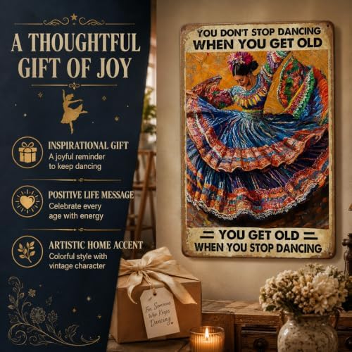 Mexican Art Vintage Tin Sign Mexican Decor You Don't Stop Dancing When You Get Old Retro Dancing Wall Art Wall Decor Iron Painting for Home Kitchen Cafe Pub 8x12 Inch - Image 6