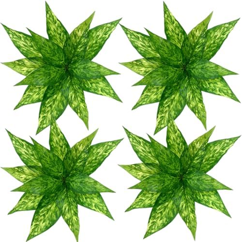CATTREE Artificial Plants Outdoor Shrubs, Fake Agave Plant Faux Grass Plastic Leaves Greenery Bushes Home Decor Garden Wedding Party Decorations Indoor Yard UV Resistant Planter Filler - Yellow 4 Pack by CATTREE