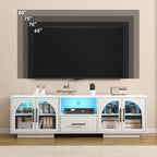 70" LED TV Stand with Storage for 75/80" TVs, Faux Marble Entertainment Center - Image 5