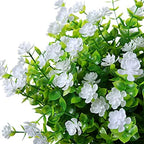 XLFAQXM Artificial Plants Flowers Grass Shrubs 8 Pack No Fade Faux Plastic Flowers Outdoor for Vases Farmhouse Garden Porch Patio Office Indoor Wedding Decoration Greenery Fake Plants (2#White) - Image 6