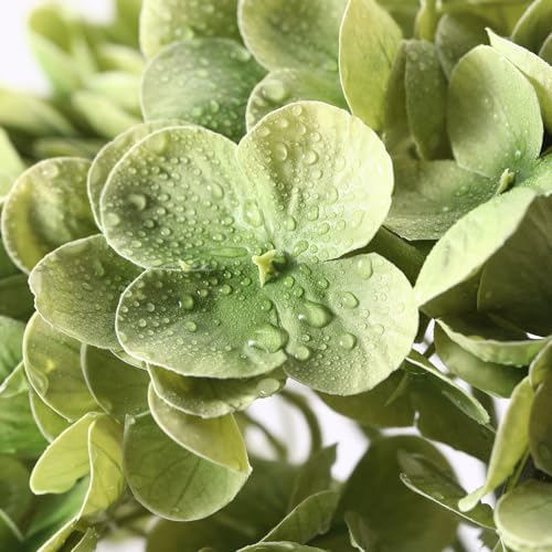 Coferset 3pcs Lifelike Real Touch Hydrangea Artificial Flowers,Lime Green - Image 6