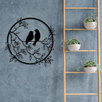 Ferraycle Metal Wall Art Bird on Tree Branch Silhouette Bird Hanging Ornament Porch Wall Decor for Living Room Outdoor Garden Bedroom Office Housewarming Party Decoration(Black) - Image 4