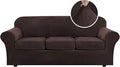 H.VERSAILTEX Modern Velvet Plush 4 Piece High Stretch Sofa Slipcover Sofa Cover by HVERSAILTEX