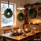6 Pcs Small Christmas Hanging Wreaths with Artificial Cedar Pine Greenery Dark Green Velvet Ribbon Mini Cabinet Wreath for Porch Front Door Window Wall Farmhouse Rustic Christmas Winter Holiday Decor - Image 3