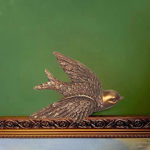 S-MANTIS Vintage Wall Sculpture, Antique Pediment Hallway Wall Art, Hand Painted Bird With Exquisite Wing And Feather Details, Aesthetic Room Decor Unique Gift (Antique Bird) - Image 6