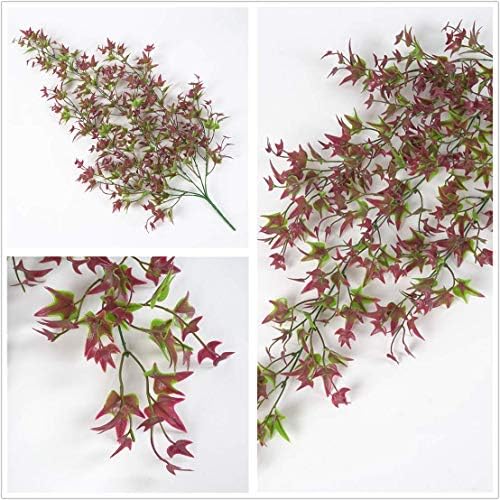 Artificial Hanging Vine, Sweet Potato Leaves Plastic Plants Greenery Faux Ivy Garland Fake Plant UV Resistant for Indoor Outdoor Garden Door Wall Baskets Wedding Party Table Decoration Red 2 Pcs - Image 2
