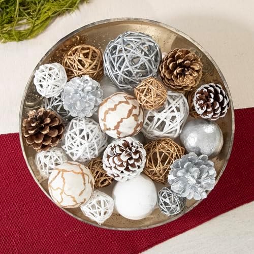 ANDALUCA Decorative Balls Orbs Bag (Silver Pinecone) - Image 4