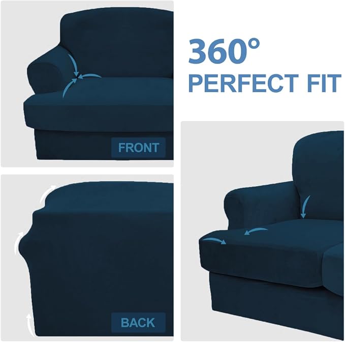 CUCRAF T Cushion Sofa Cover 3 Piece Loveseat Slipcovers, Soft Thick Velvet - Image 6