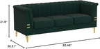 83.46" W Green Velvet Sofa Couch - Image 2