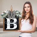 Ultra Large 14'' Last Name All Year Round Front Door Wreath with 26 Initial Letter Welcome Sign All Seasons Eucalyptus Garland and Bow Wreaths for Front Door Porch Farmhouse Decoration (B) by Unknown