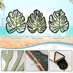 Palm Leaves Wood Wall Decor, 3Pcs Tropical Wall Art Jungle Decor, Wooden Natural Leaves Plant Wall Decor, Vintage Tropical Plant Plaque for Home Living Room Kitchen Bedroom Bathroom & Garden, Green - Image 5