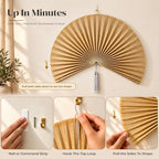 ChumDecor Bamboo Fan Wall Decor, Japanese Wall Fan Decoration, Ivory 40 in - Image 5