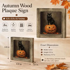 Black Cat Pumpkin Wood Plaque Sign, Halloween Art Decor Sign for Mantel 15 - Image 2
