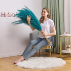7 Pcs 45" Faux Pampas Grass – Fluffy Artificial Pompous Grass for Tall Floor Vase, Non-Shedding Home Decor, Boho Wedding Flowers, Baby Shower Centerpieces, Bedroom & Living Room Decor (Blue) - Image 2