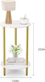 Small Round Side Table, 2-Tier Modern Accent/Bedside Table - Image 2