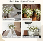 GIAUMA 8 Pcs 27" Faux Silk Peony Artificial Flowers Stems for Vase White - Image 4