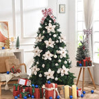 10 PCS Glitter Poinsettias, 8.7" Artificial Christmas Flowers, Cream White - Image 5