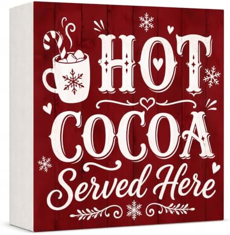 Christmas Decorations Hot Cocoa Served Here Wooden Sign Coffee Bar Decor by GUDIO