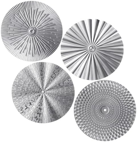 Hicarer 4 Pcs 12 Inch Silver Metal Wall Art Decor Modern Sunburst Decor by Hicarer