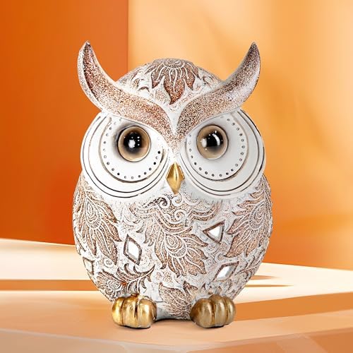Smadeer Owl Statue and Figurine for Home Decor Accents Adorable Owl for Shelf Bookshelf Bedroom Living Room Office Table Desk Modern Decorations Animal Sculpture for Birds Lovers - Image 6