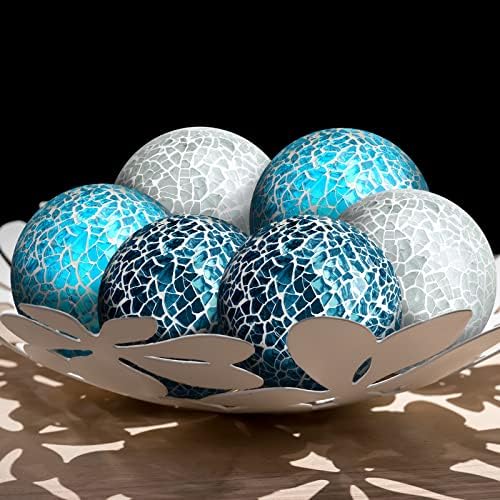 Vesici 6 Pcs Decorative Glass Balls Mosaic Orbs for Bowls,Chic Colors - Image 4
