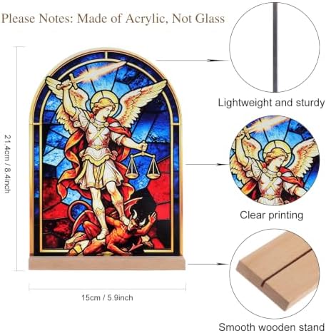 KOMI St Michael Stand Statue Acrylic Catholic Icon Ornament Home Altar Decor Christian Gifts - Image 2