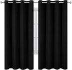 Blackout Curtains 66 x 72 Inch Long Black Curtains Set of 2 Panels Room - Image 2