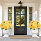 8 Pcs Real Touch Hydrangea Artificial Flowers, 21" Fake Flowers, Yellow - Image 5
