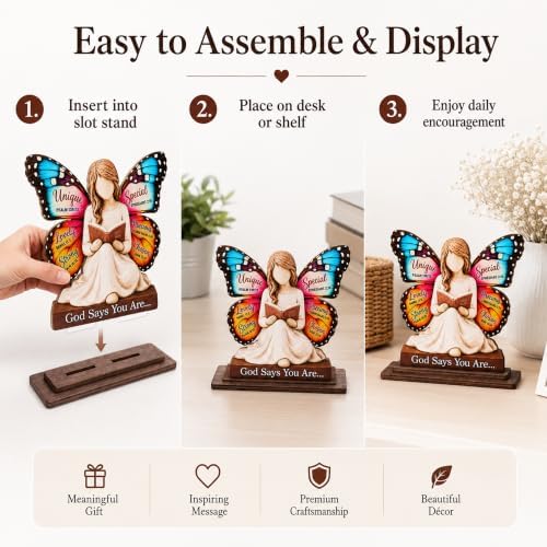 Christian Gifts for Women, God Says You Are Butterfly Decor Desk Plaque - Image 4