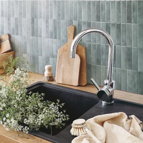 Smart Tiles Peel and Stick backsplash, Stacked Frost Gray, 11.43"x9" - Image 2