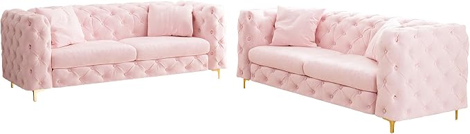 DAMAIFROM 75" Sofa Couch Mid Century Modern Velvet Couch Tufted Button Sofa - Image 9