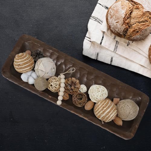 Oakrain Decorative Bowl Rustic 16" Hand-Carved Wooden Dough Bowl, Brown - Image 4