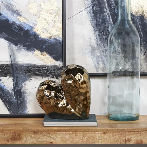 Deco 79 Ceramic Heart Decorative Sculpture Dimensional Angled Origami Inspired Home Decor Statue with Faceted Exterior, Accent Figurine 12" x 6" x 11", Rose Gold - Image 5